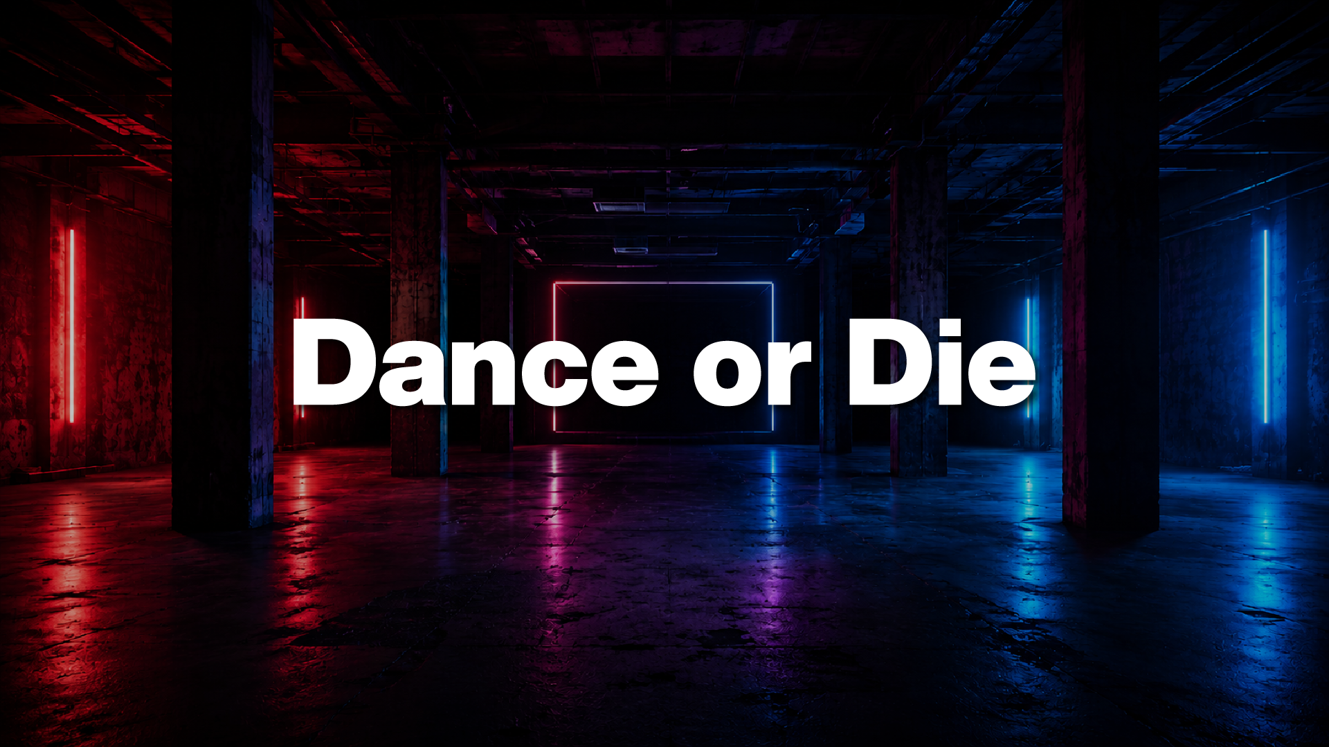 Techno warehouse with a typography